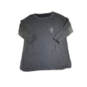 Eileen Fisher Knit Top Gray Striped Tunic Lounge Women’s Large Casual Shirt